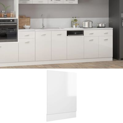 vidaXL Panneau de lave-vaisselle Blanc brillant 45x3x67 cm Aggloméré