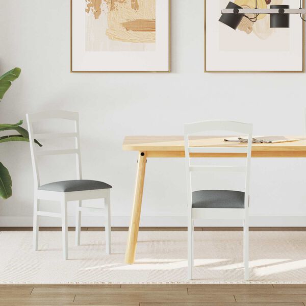 vidaXL Chaise de salle à manger 2 pcs Blanc et Gris Bois Massif
