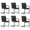 vidaXL Chaises &agrave; manger cantilever lot de 6 noir cuir v&eacute;ritable