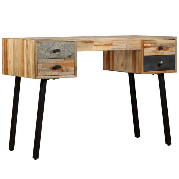 vidaXL Bureau Teck de récupération massif 110 x 50 x 76 cm
