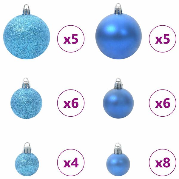 vidaXL Ensemble de Boules de No&euml;l avec 150 LED 61 pcs Bleu Plastique