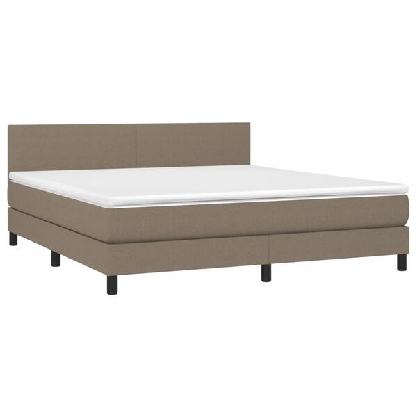 vidaXL Sommier &agrave; lattes de lit avec matelas LED Taupe 180x200 cm Tissu