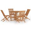 vidaXL Ensemble &agrave; d&icirc;ner d'ext&eacute;rieur pliable 5 pcs Bois solide de teck