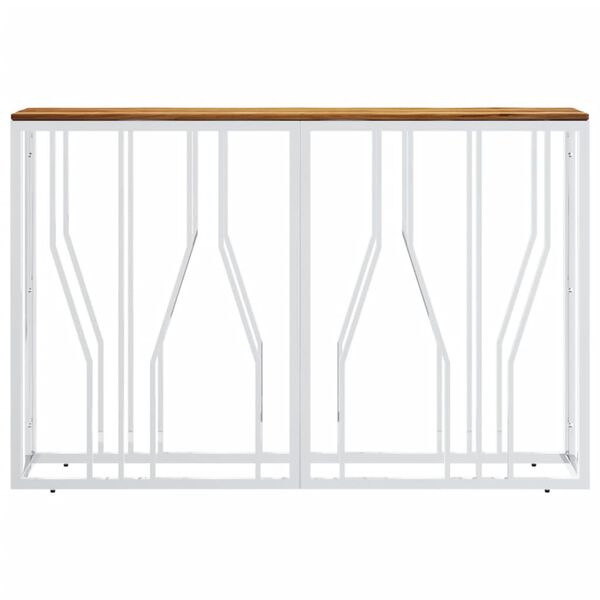 vidaXL Table console argenté acier inoxydable et bois massif d'acacia