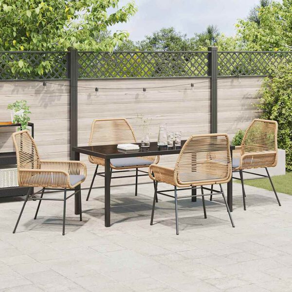 vidaXL Ensemble de salle &agrave; manger pour jardin 5 pcs Marron polyrotin