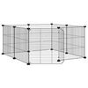 vidaXL Cage pour animaux de compagnie &agrave; 8 panneaux avec porte, noire, 70 x 70 x 35 cm, acier