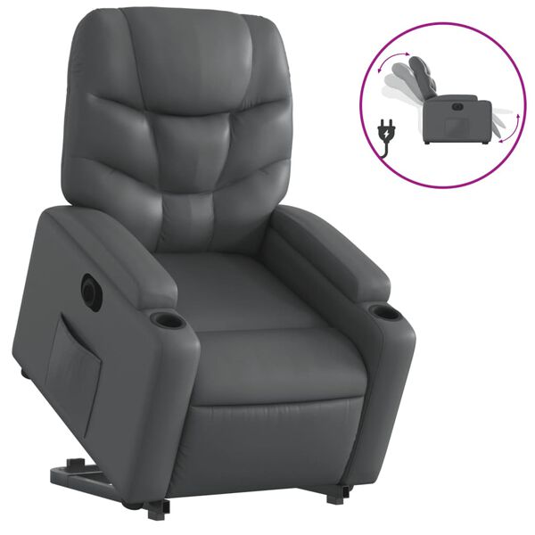 vidaXL Fauteuil inclinable &eacute;lectrique gris similicuir