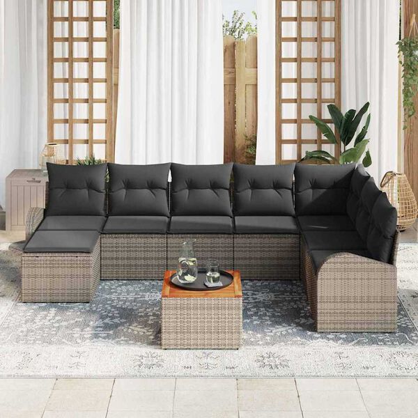 vidaXL Ensemble de canap&eacute; de jardin 9 pcs Gris