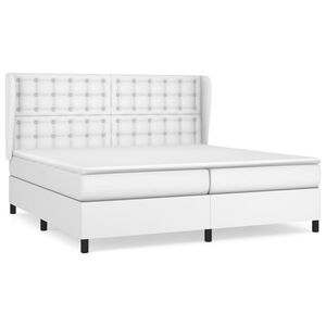 vidaXL Sommier &agrave; lattes de lit avec matelas Blanc 200x200cm Similicuir