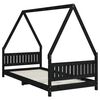 vidaXL Cadre de lit pour enfants noir 90x200 cm bois de pin massif