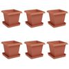 vidaXL Pots de plantes 6 pcs Rouge brique 16 x 16 x 14 cm Plastique