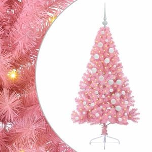 vidaXL Sapin de No&euml;l artificiel pr&eacute;-&eacute;clair&eacute; Rose 120 cm PVC
