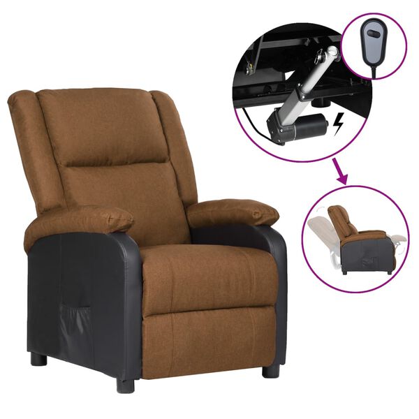 vidaXL Fauteuil inclinable &eacute;lectrique taupe similicuir et tissu