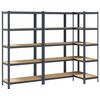 vidaXL &Eacute;tag&egrave;res de rangement 5 niveaux 3 pcs acier bois d'ing&eacute;nierie