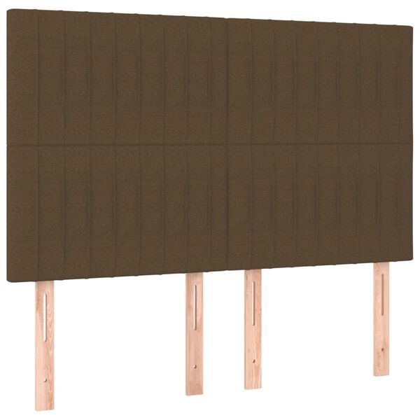 vidaXL T&ecirc;te de lit &agrave; LED Marron fonc&eacute; 144x5x118/128 cm Tissu