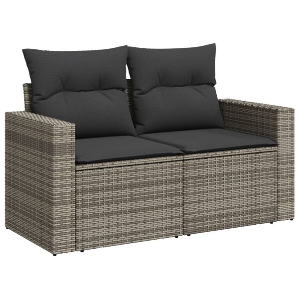 vidaXL Salon de jardin avec coussins 13 pcs gris r&eacute;sine tress&eacute;e