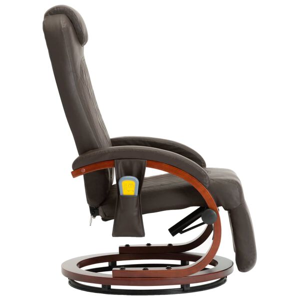 vidaXL Fauteuil de massage TV inclinable marron similicuir