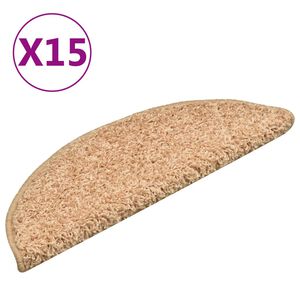 vidaXL Tapis d'escalier 15 pi&egrave;ces 56 x 17 x 3 cm Dor&eacute; Demi-rond