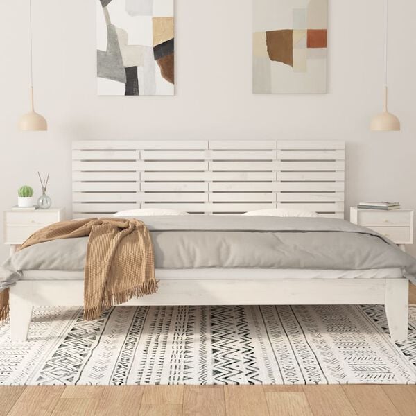 vidaXL T&ecirc;te de lit murale Blanc 206x3x63 cm Bois massif de pin