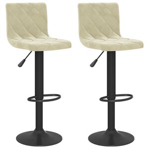 vidaXL Tabourets de bar lot de 2 cr&egrave;me velours