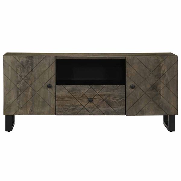 vidaXL Meuble TV noir 105x33x46 cm bois massif de manguier