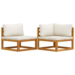 vidaXL Ensemble de canap&eacute;s 2 pcs et coussins blanc cr&egrave;me Acacia solide
