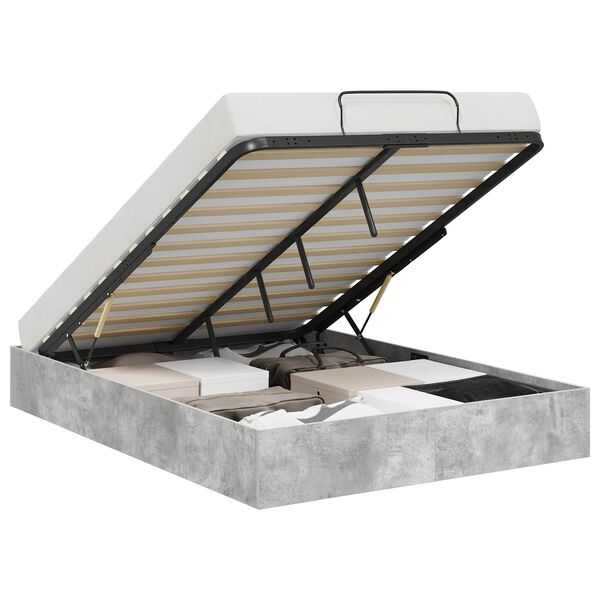 vidaXL Cadre de lit ottoman Gris b&eacute;ton 120 x 200 cm Bois d'ing&eacute;nierie