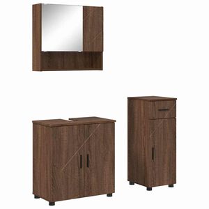 vidaXL Ensemble de mobilier de salle de bain 3 pcs Ch&ecirc;ne brun