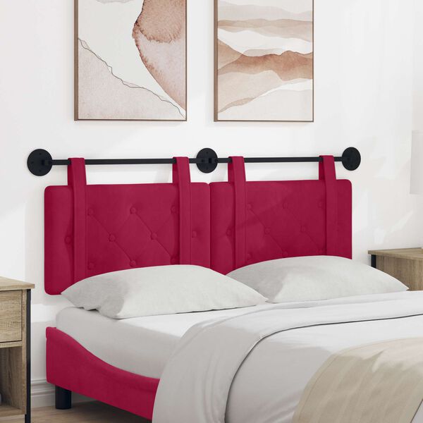 vidaXL T&ecirc;te de lit suspendue Bordeaux 130 x 55 x 5 cm Velours