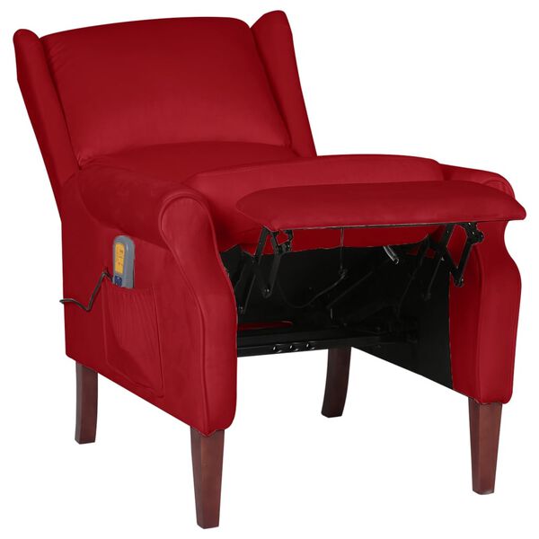 vidaXL Fauteuil de massage inclinable Rouge bordeaux Velours