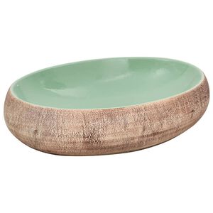 vidaXL Vasque &agrave; poser vert et marron ovale 59x40x15 cm c&eacute;ramique