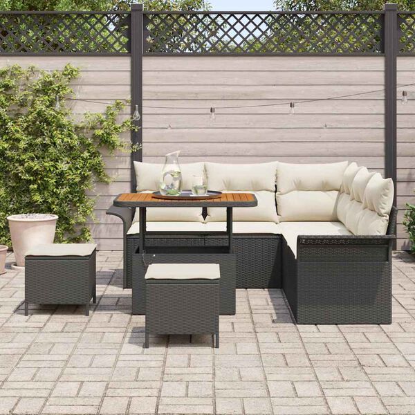vidaXL Ensemble de canap&eacute; de jardin avec coussin 8 pcs Noir et Cr&egrave;me