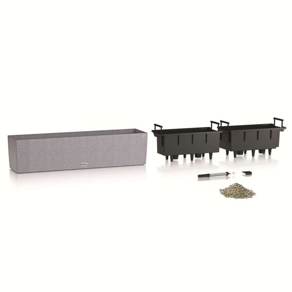 LECHUZA Jardini&egrave;re BALCONERA Stone 80 ALL-IN-ONE Gris