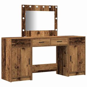 vidaXL Table de Toilette avec tiroir 3 pcs Marron Bois d'ing&eacute;nierie