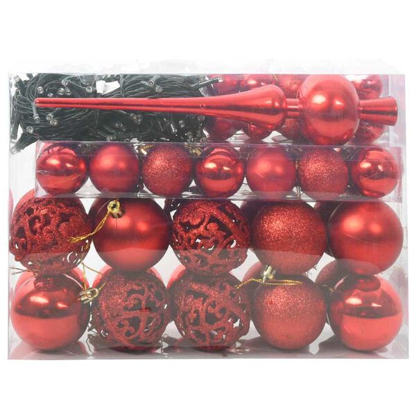 vidaXL Ensemble de Boules de No&euml;l avec 150 LED 61 pcs Rouge Plastique