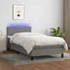 vidaXL Sommier &agrave; lattes de lit avec matelas et LED Gris fonc&eacute; 90x190cm
