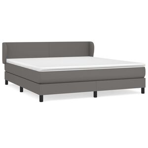 vidaXL Sommier &agrave; lattes de lit avec matelas Gris 180x200 cm Similicuir