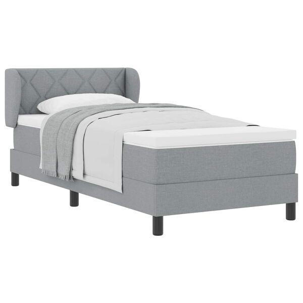 vidaXL Lit &agrave; ressorts avec matelas Gris clair 90 x 200 cm tissu