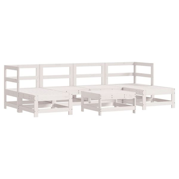 vidaXL Salon de jardin 7 pcs avec coussins blanc bois massif