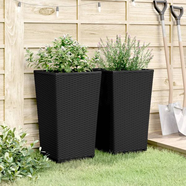 vidaXL Jardinières 2 pcs noir 32,5x32,5x57 cm polypropylène