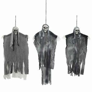 vidaXL Fant&ocirc;me Suspendu Halloween 3 pc Noir 66 x 110 cm Polyester