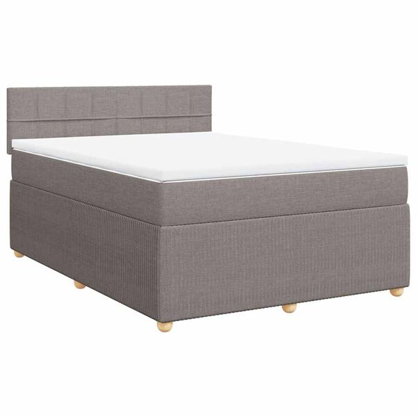 vidaXL Sommier &agrave; lattes de lit avec matelas Taupe 160x200 cm Tissu
