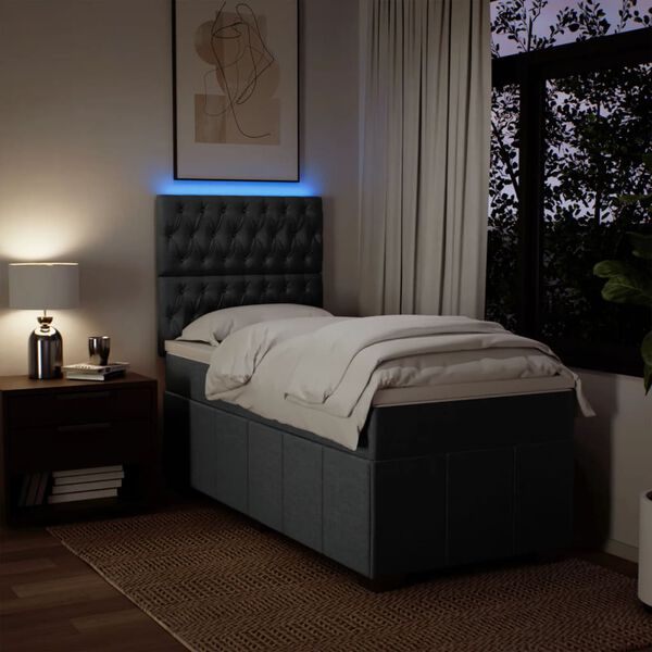 vidaXL Sommier &agrave; lattes de lit avec matelas Gris fonc&eacute; 100x200cm Tissu