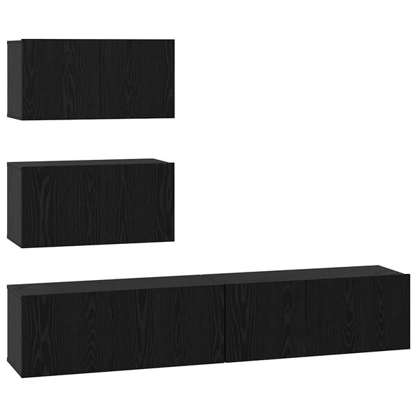vidaXL Ensemble meuble TV 4 pcs Ch&ecirc;ne noir Bois d'ing&eacute;nierie