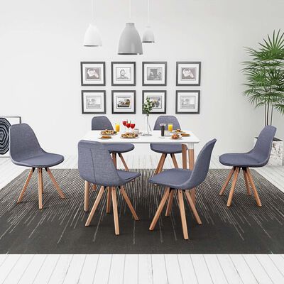 vidaXL Ensemble de table et chaise à manger 7 pcs Blanc et gris clair