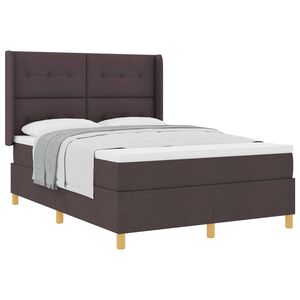 vidaXL Lit &agrave; ressorts avec matelas Marron fonc&eacute; 140 x 190 cm tissu