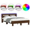 vidaXL Cadre de lit avec LED sans matelas ch&ecirc;ne marron 120x200 cm