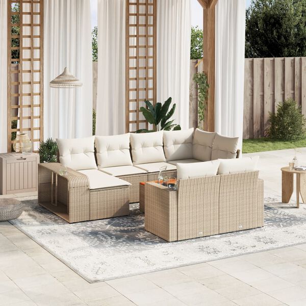 vidaXL Salon de jardin 11 pcs avec coussins beige r&eacute;sine tress&eacute;e