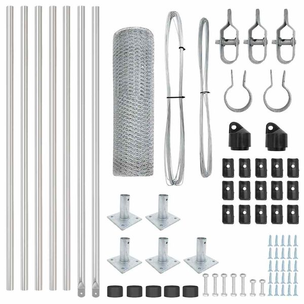 vidaXL Poteau de cl&ocirc;ture. Argent&eacute; 10 x 0,5 m (maille de 13 mm) Acier