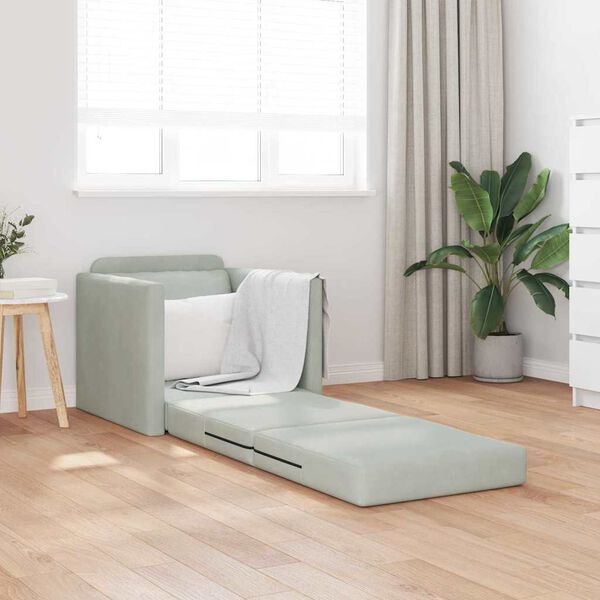 vidaXL Canapé-Lit Gris clair 74 x 77 x 81 cm Velours